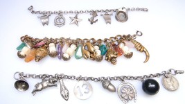 3 Vintage Charm Bracelets 2 Are Signed Coro Good Luck Nautical Beaded Lot - $49.99