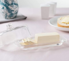 Glass Butter Dish with Handled Lid (Rectangular) Classic Covered 2-Piece Design  - £23.18 GBP