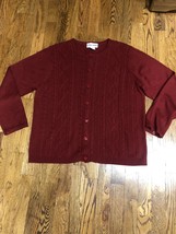 Alfred Dunner Burgundy Long Sleeve Cardigan Sweater Large - £15.75 GBP