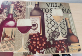 Home Store Villa Toscana Wine Bottle Glass Plastic Placemat Set of 4  18&quot; x 12&quot; - £15.80 GBP