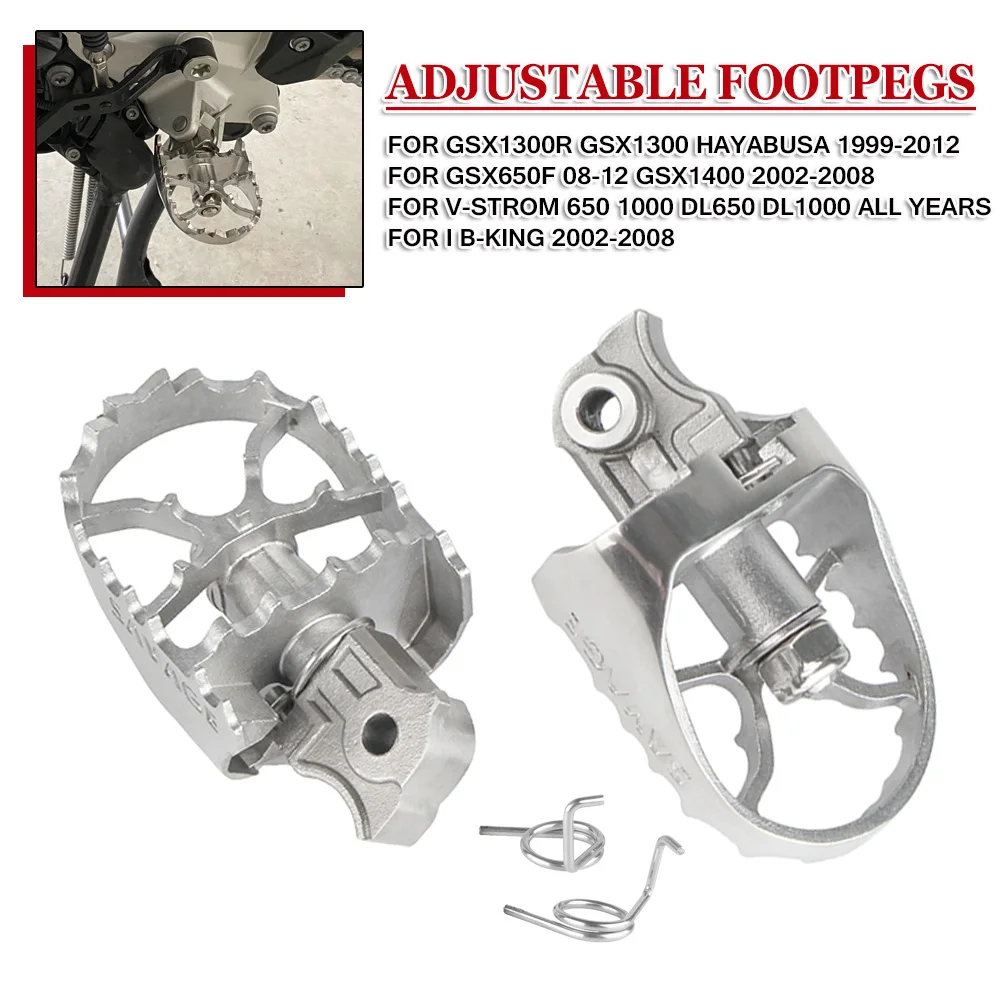 Stainless Steel Wide Foot Pegs Pedals Rests Footrests For Suzuki V-Strom... - $71.50