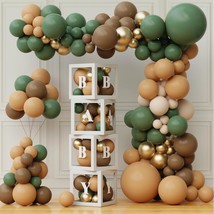 Sage Green Brown Balloon Garland Kit Jungle Safari Wild Woodland Balloon Arch Ol - £12.68 GBP