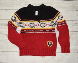 Toddler Boys 4T CARTERS Knit Sweater 1/4 Zip Pullover Black Red Yellow T... - £7.10 GBP