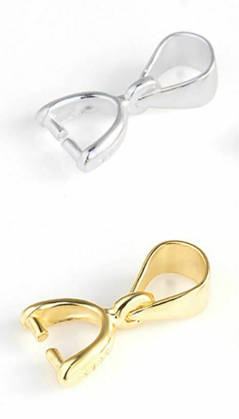 1 Genuine 925 Sterling Silver Bail Connector Bale Pinch Clasp Pendants F... - $3.91+
