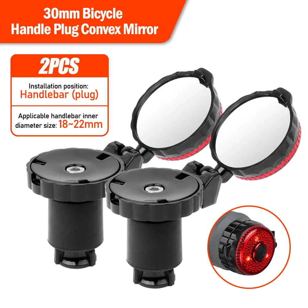 Bicycle Rearview Mirror Adjustable Rotate Cycling Handlebar Led Warning Light Re - £83.39 GBP