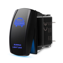 MICTUNING 5 Pin Laser Rocker Switch Blue Bumper Lights On/Off Universal 12V/24V - £11.00 GBP