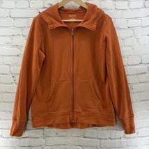 Tek Gear Fleece Jacket Sz M Orange Full Zip Athletic - £12.46 GBP