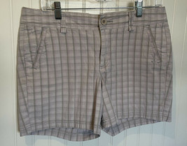 Dockers Women&#39;s Shorts Mid-Rise Lavender Gray Plaid Print Pockets Size 8 - £17.74 GBP