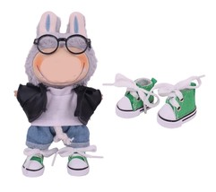 Green Doll Sneakers for Labubu 17cm–Lace-Up Canvas Shoes (1 Pair) NO Dol... - $13.95