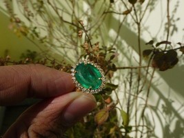 1.25 Karat G-H/VS1 Natürlich Zertifiziert Diamanten &amp; Echter Smaragd Damen Ring - £3,331.39 GBP
