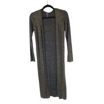 Rafaella Womens Cardigan Duster Sweater Silk Blend Ribbed Metallic Gold Black S - £15.37 GBP