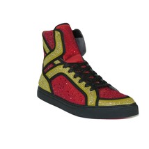 Mens High Top Shoes By FIESSO AURELIO GARCIA ,Fancy Rhine stones 2402 Red Gold image 2