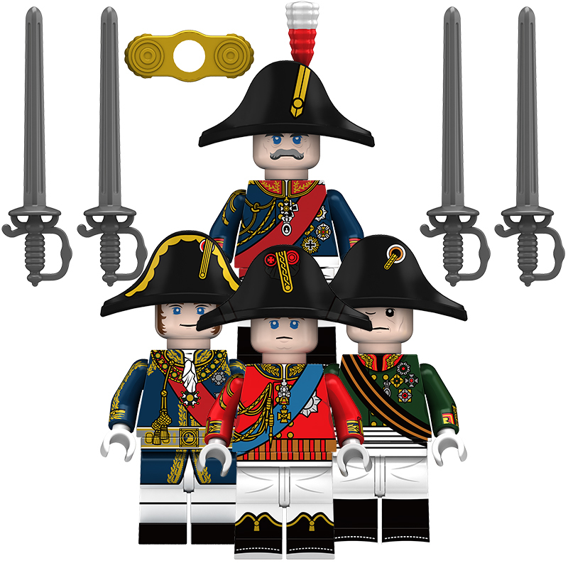 The Napoleonic Wars Custom 4 Countries Commanders & Soliders Minifigure Set C