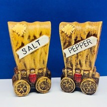 Salt Pepper shakers cowboy western covered wagons ceramic kitchen decor ... - £23.69 GBP