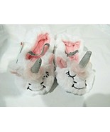 Infant Cat &amp; Jack Soft Furry White Pink Unicorn Slippers Size M 2t-3t - £6.29 GBP