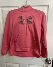 Girl’s pink under armour hoodie colorful fleece Pullover With Pockets Ja... - $9.50