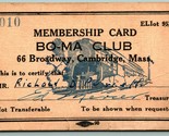 1930s Membership Card BO-MA Club Cambridge Massachusetts MA 66 Broadway G1 - $15.79