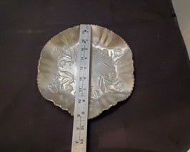 Vintage Hand Forged Metal Ruffled Candy Dish Floral Pattern Roses 9&quot; - £6.72 GBP