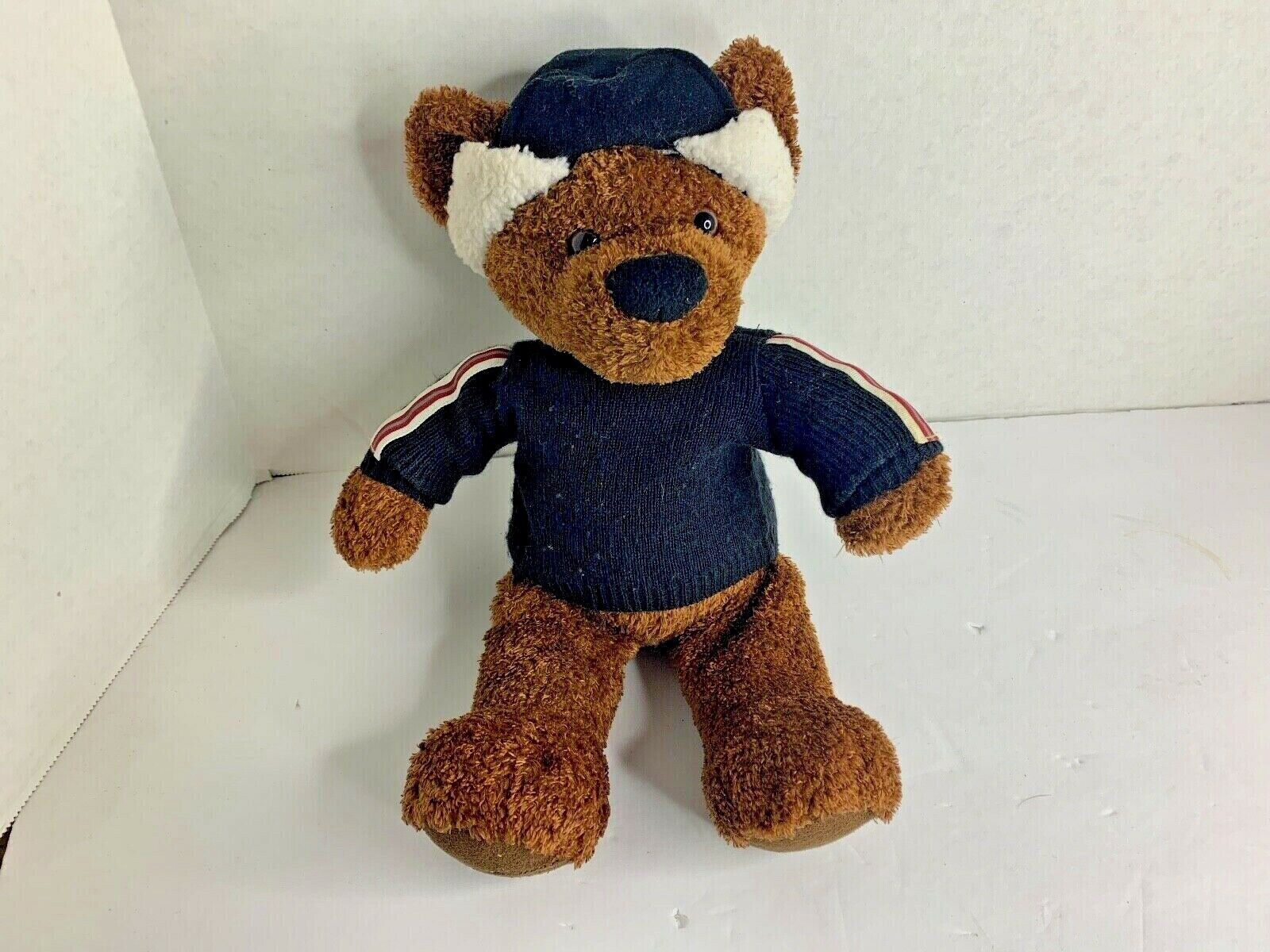 Eddie Bauer Brown Plush Stuffed Bear Animal Toy in Sweater and Hat 13 in tall - $10.88