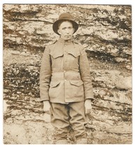 Real Photo Postcard (RPPC) WW1 US Army Man, Odd Hat in Uniform AZO Unposted Trim - £4.64 GBP