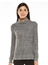 Elle Turtleneck Sweater Size: Medium (8-10) New Ship Free Gray Cable-Knit Tunic - £63.13 GBP