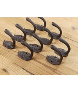 10 Small Rustic Coat Hooks Cast Iron Wall Mount Hat Hook Towel Dog Leash... - $19.99