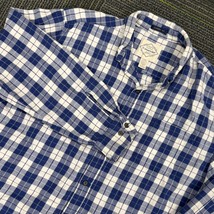 St John&#39;s Bay Mens XL Blue White Plaid Legacy Flannel Shirt Classic Fit - $24.99