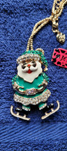 New Betsey Johnson Necklace Santa Clause Tealish Christmas Holiday Collectible - £11.98 GBP