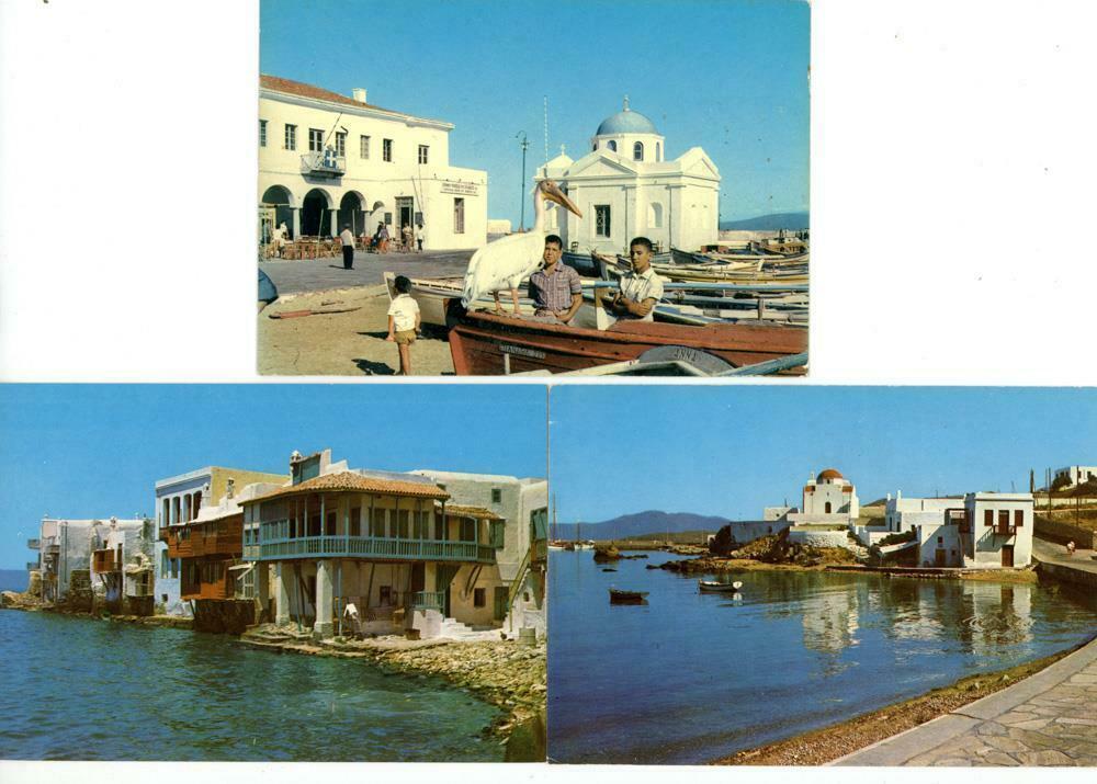 Primary image for 3 Postcards Greece Mykonos Island Harbor Alefkandra St Anna Chapel Unposted