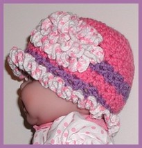 Strawberry Pink And Purple Toddler Hat Babies Flower Toddlers White Ligh... - £14.26 GBP