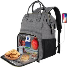 Lunch Backpack, Insulated Cooler Backpack Lunch Box Laptop Backpack With Usb Por - £50.35 GBP
