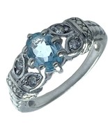 sterling silver RJ blue topaz ring size 9 - £41.33 GBP