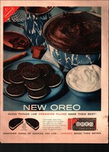 1960 Oreo Cookie Nabisco Vintage Print Ad Chocolate Sandwicg Enamelware Wall Art - £19.21 GBP