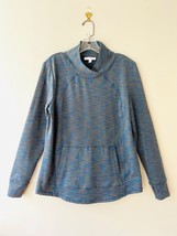 T By Talbots Sz Mp or M reg Blue Heather Space Pattern Pullover Sweatshirt - $37.72 CAD