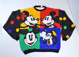 Vtg All Over Print Walt Disney Mickey &amp; Co Long Sleeve Shirt Men Sz XL Donnkenny - £29.85 GBP