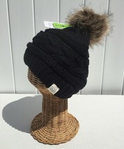 Hot item! Fur Pom Recycle Winter Knit Beanie Hat Skull Cap Unisex Solid Black #B - £6.90 GBP