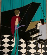 Audrey Cohle &#39;&#39;Piano Man and Woman&#39;&#39; Serigraph Signed and Numbered Art Deco - $494.99
