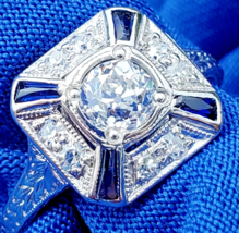 Earth mined Diamond European Art Deco Platinum Engagement Ring Antique Solitaire - £4,314.19 GBP
