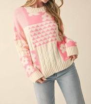 &amp;merci pretty patchwork sweater Pink/ivory - $42.00