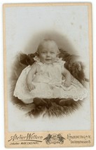 CIRCA 1870&#39;S CDV Smiling Happy Baby Wearing White Dress Wettern Harburg Germany - £7.42 GBP