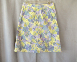 J. Jill skirt A-line knee length 4P yellow purple floral watercolor 100%... - $14.65
