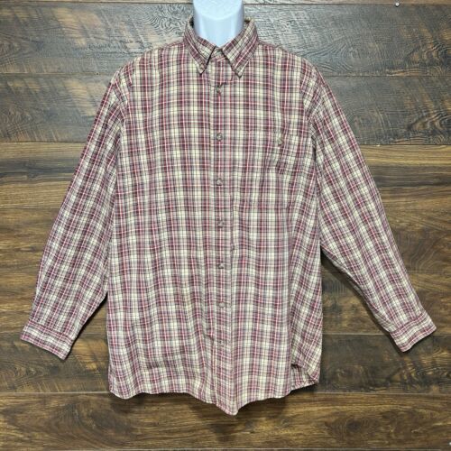 Wrangler Western Shirt Mens XL Red Plaid Rugged Wear Rodeo Cowboy Equest... - $21.84