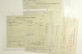 Vintage Railroad Train Paper Norfolk Western Billhead Receipts 1909 Supp... - £14.26 GBP