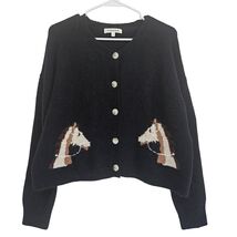 Vigoss Horse Cardigan XL Western Ranch Cowgirl Cozy Knit Cropped Sweater... - $22.99