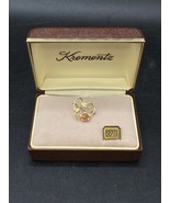 Krementz 14k Gold Overlay Tricolor Rose Heart Brooch Original Box Vintage - €30,27 EUR