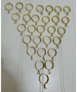 Lot Of 28 Vintage Brass Finish Cafe Curtain Rod Rings Clamp Pinch Clips ... - £37.52 GBP
