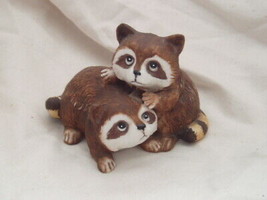 Homco Porcelain Baby Raccoon Pair 1454 Home Interiors & Gifts - $7.00