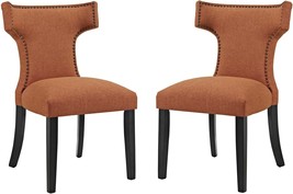 Modway Curve Mid-Century Modern Upholstered Fabric Dining Armchairs with, Orange - £239.04 GBP