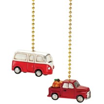 Red Pickup Truck and Retro Camper Van Fan Pulls Novelty Vintage Style wi... - £13.93 GBP