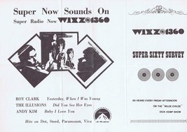 WIXZ 1360 Pittsburgh VINTAGE July 18 1969 Music Survey Roy Clark Andy Kim - £11.67 GBP